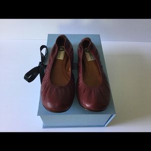 Lanvin Lamskin Ballet Flats in Dark Red